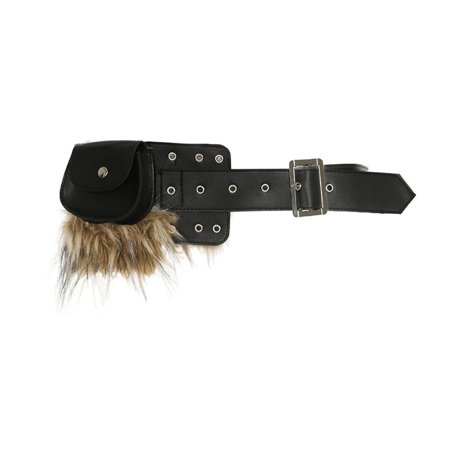 Mini Waist Bag Belt With Plush Patchwork Design