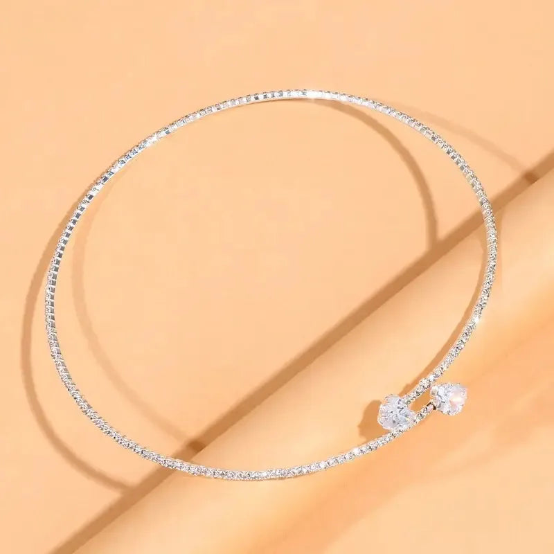 Oxtao Open Moissanite Heart Tennis Necklace Sterling Silver