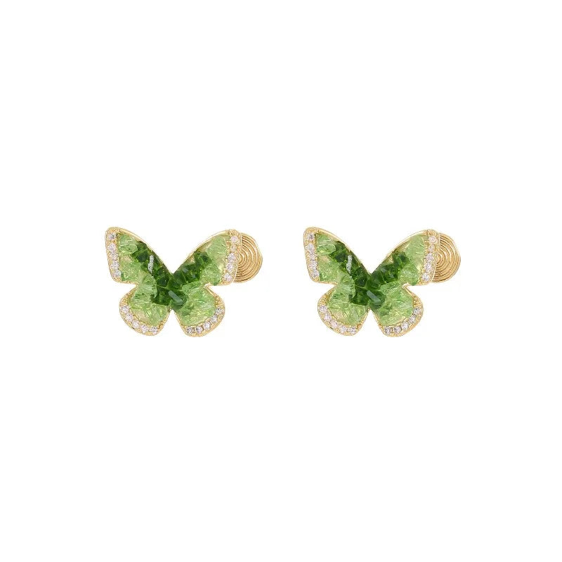 Earrings Crystal Butterfly Clip On