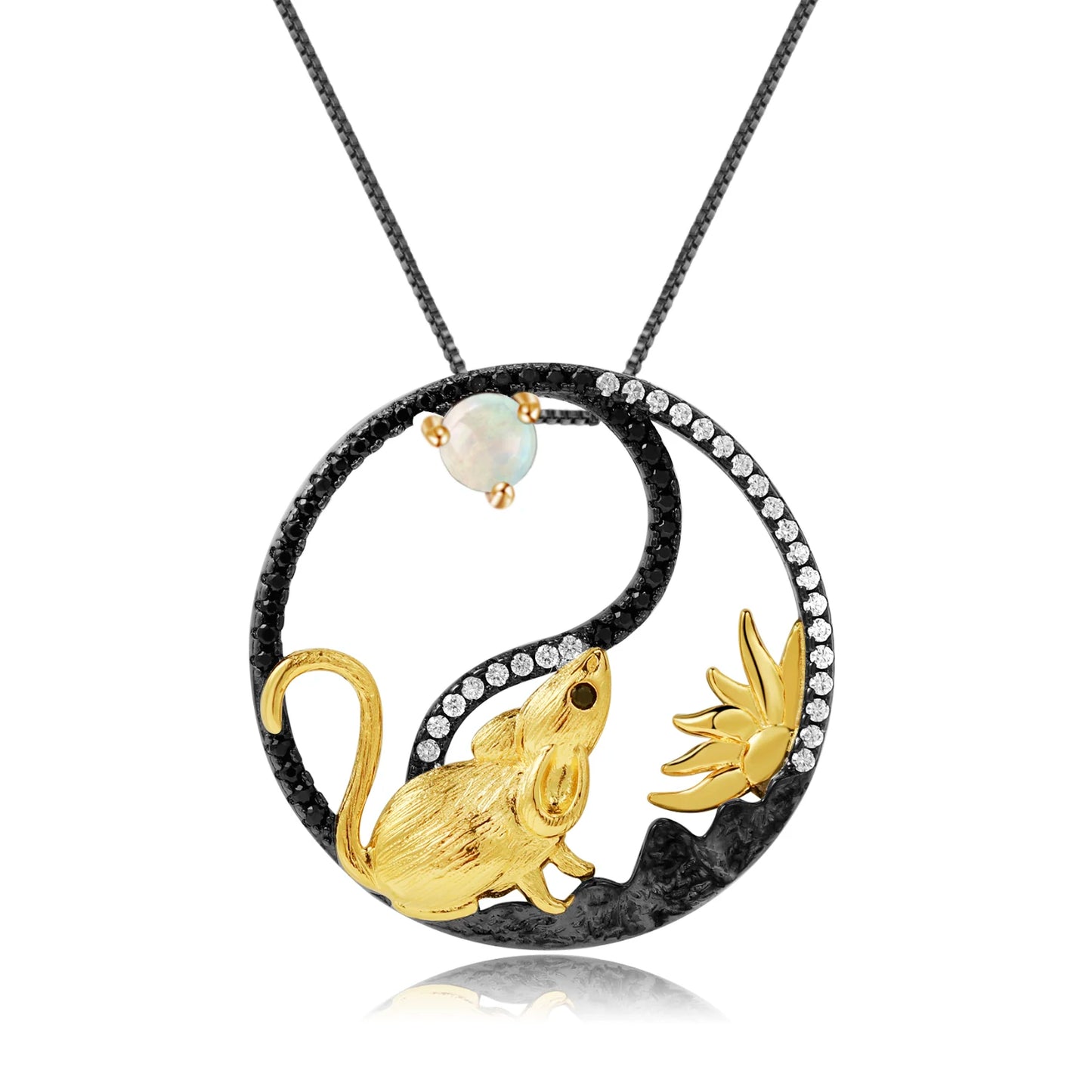 925 Necklace Silver Blue Topaz Dragon Pendant