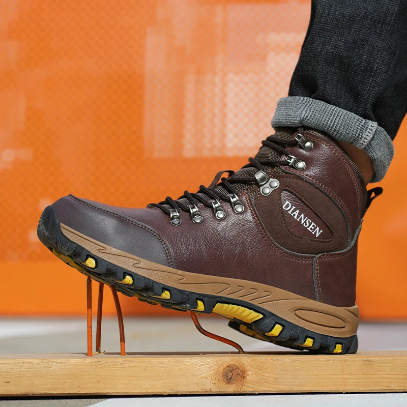 Waterproof Leather Work Boots Men Indestructible Safety Shoes