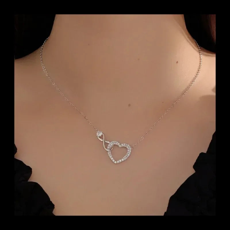 Infinity Symbol Necklace With Zircon Stones