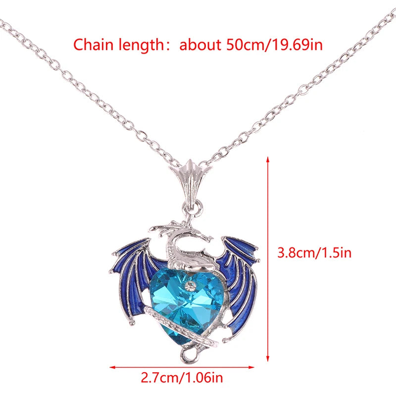 Necklace Blue Purple Dragon