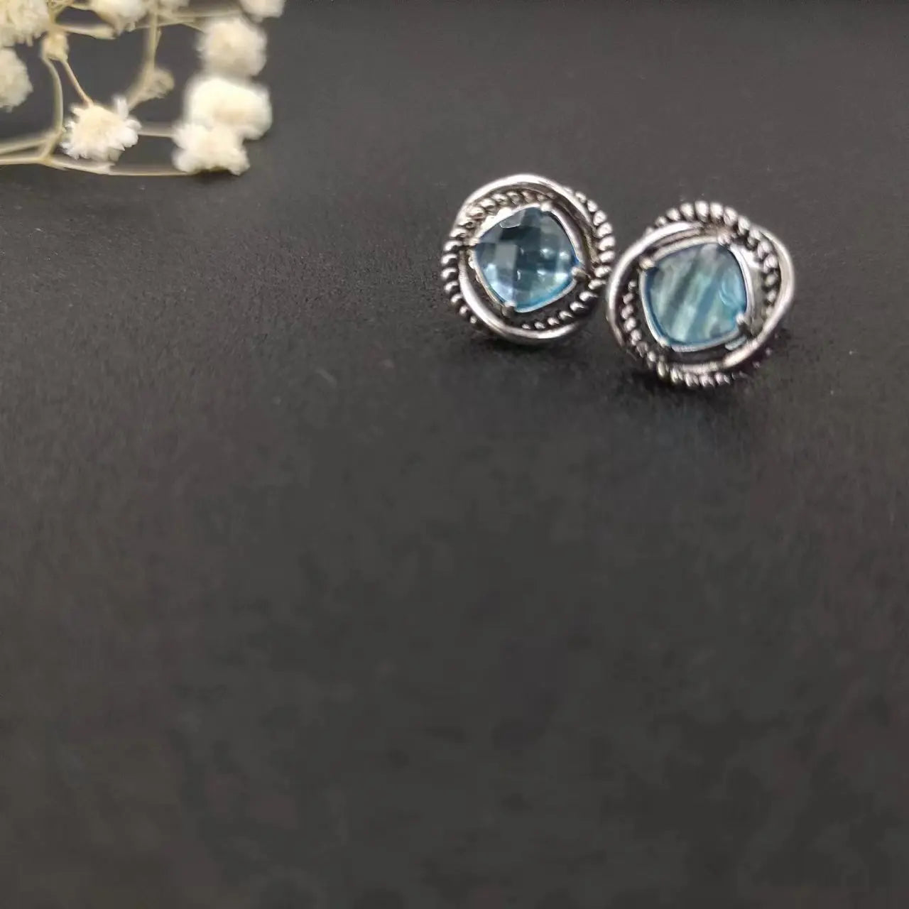 Sterling Silver Zircon Stud Earrings 925