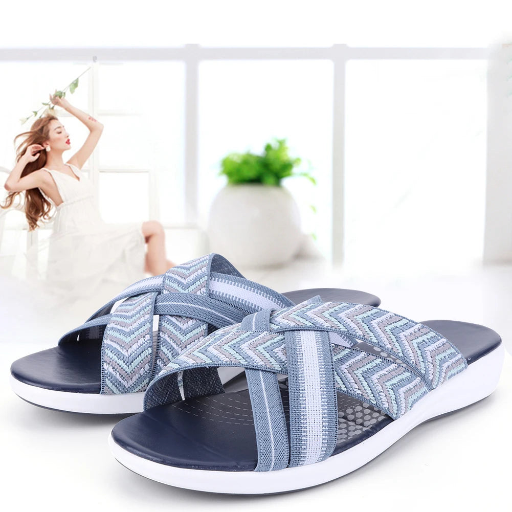 Women Slide Sandals Cross Strap Comfort