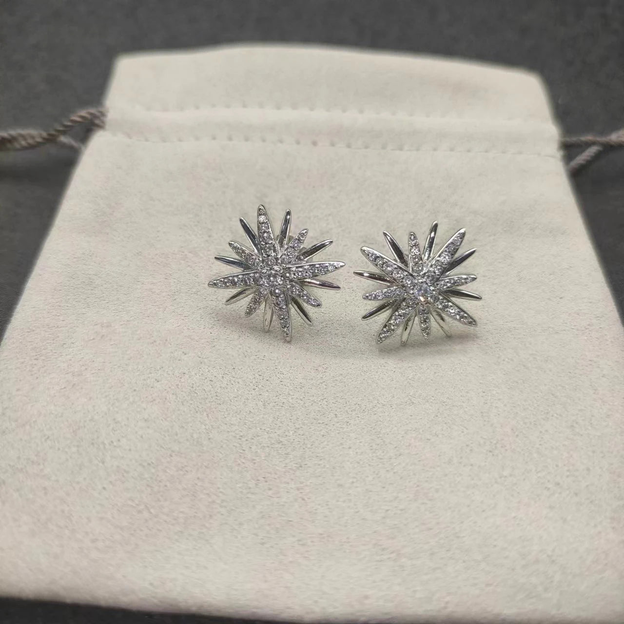 Sterling Silver Zircon Stud Earrings 925