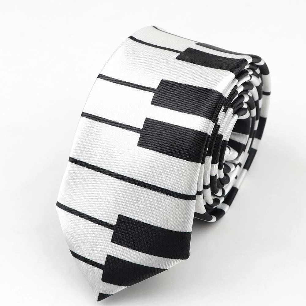 Necktie Musical Notes Printed With Piano Guitar Pattern