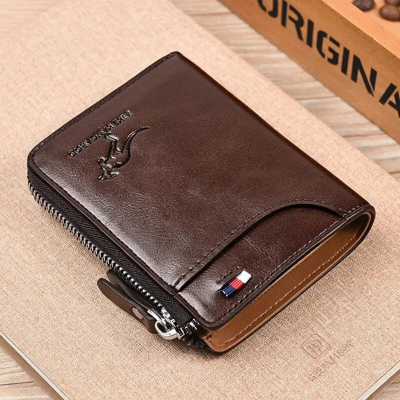 Leather Wallet RFID Zipper Card Holder Purse