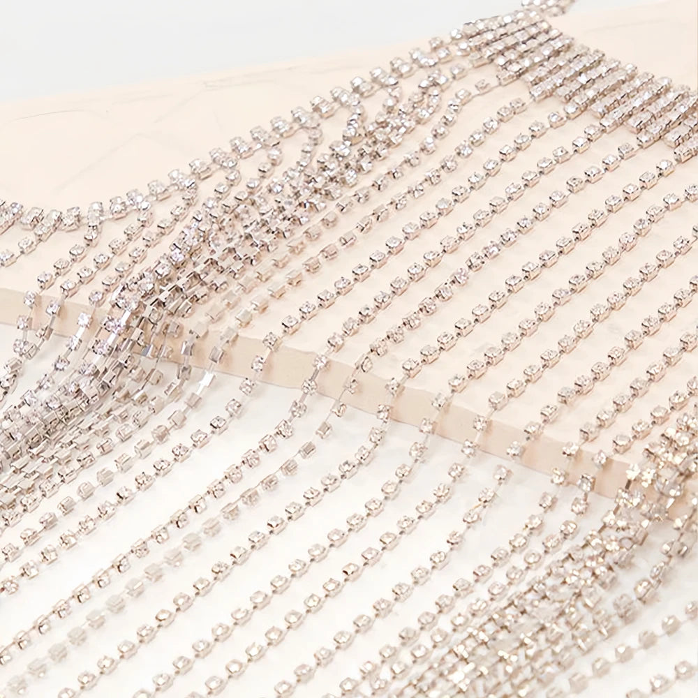 Chest Chain Harness Crystal Layered Tassel