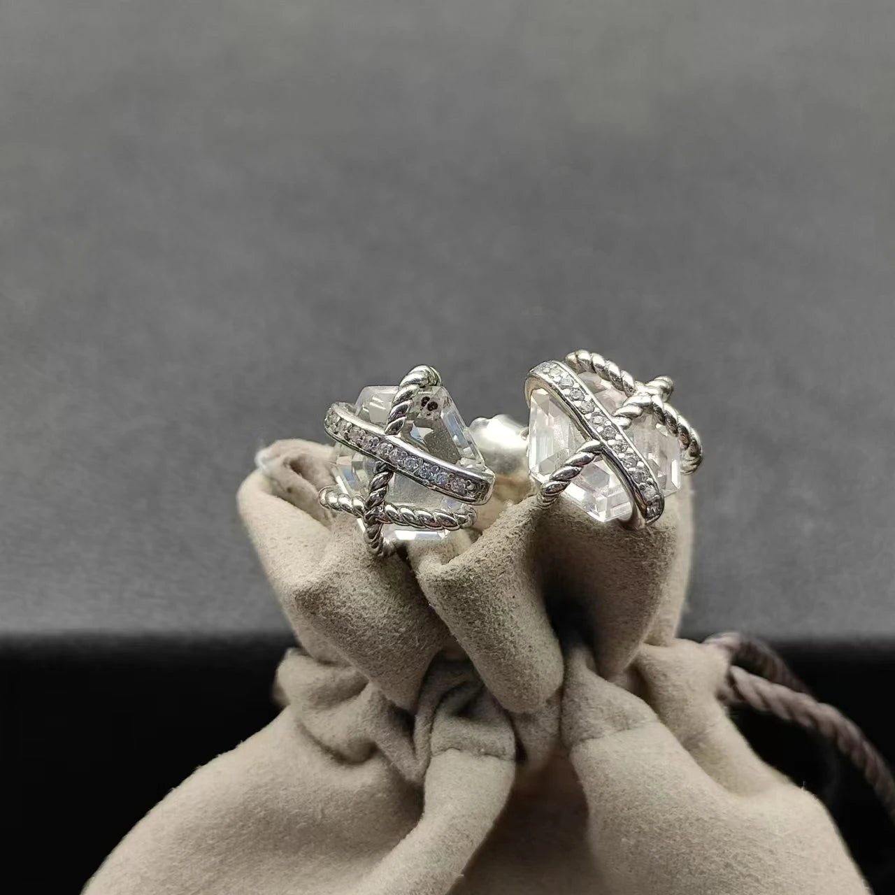Sterling Silver Zircon Stud Earrings 925