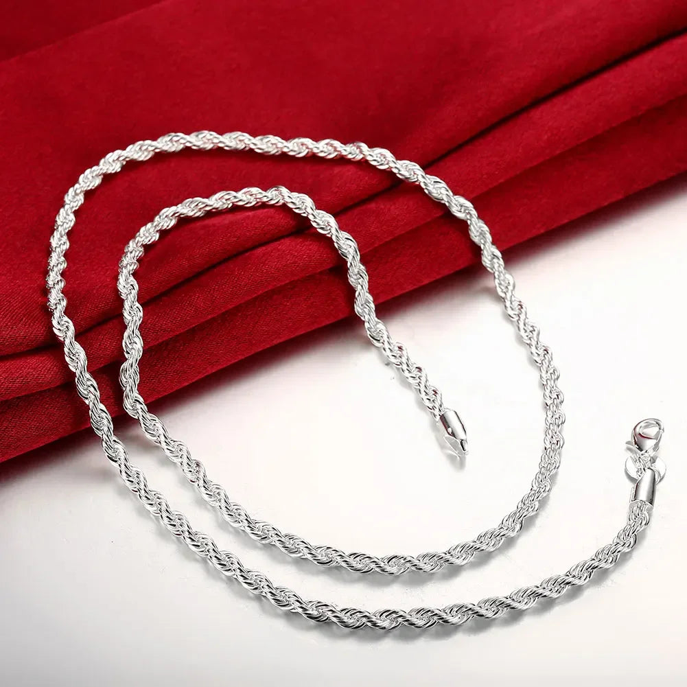 Rope Chain Necklace Stainless Silver 925