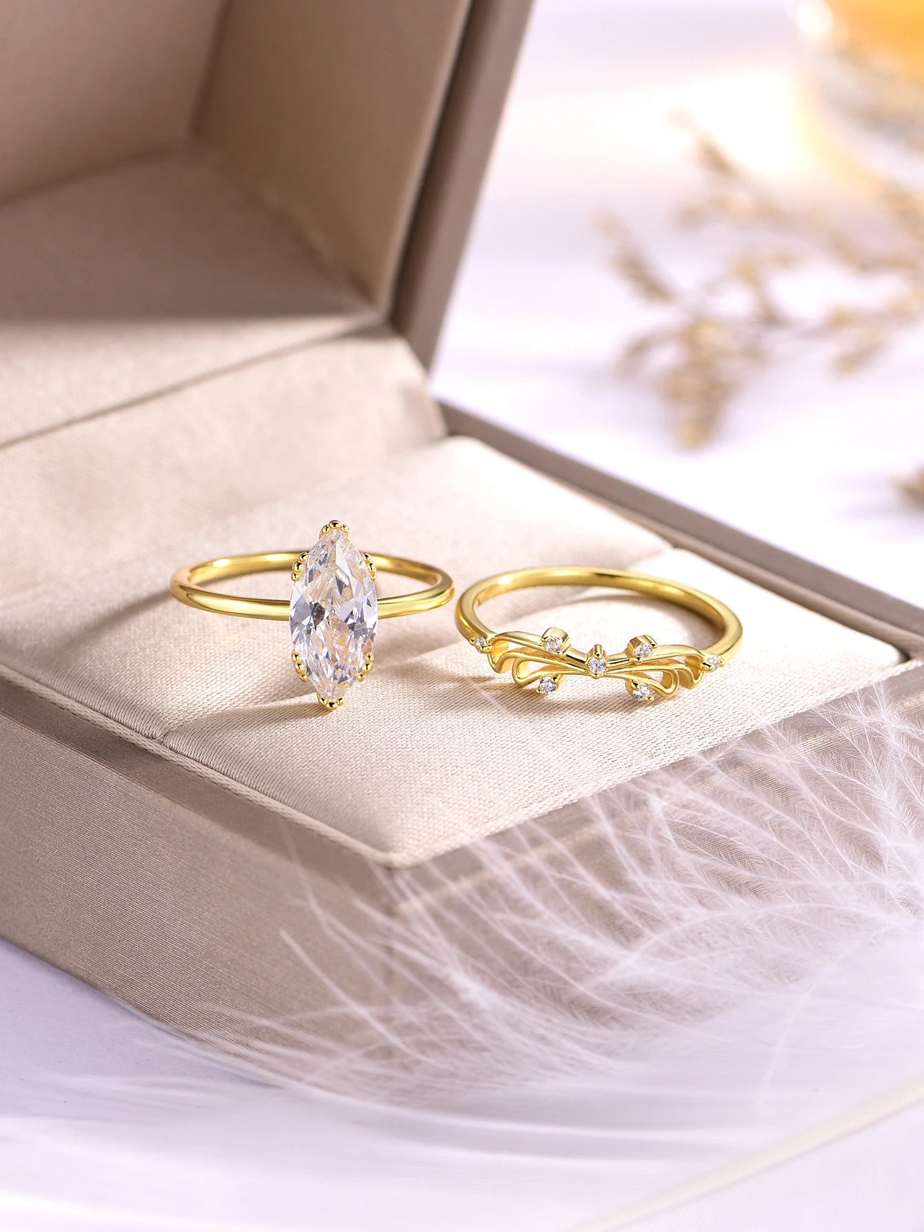 Sterling Silver 925 Moissanite Ring Set 2Pc 2Ct Jewelry