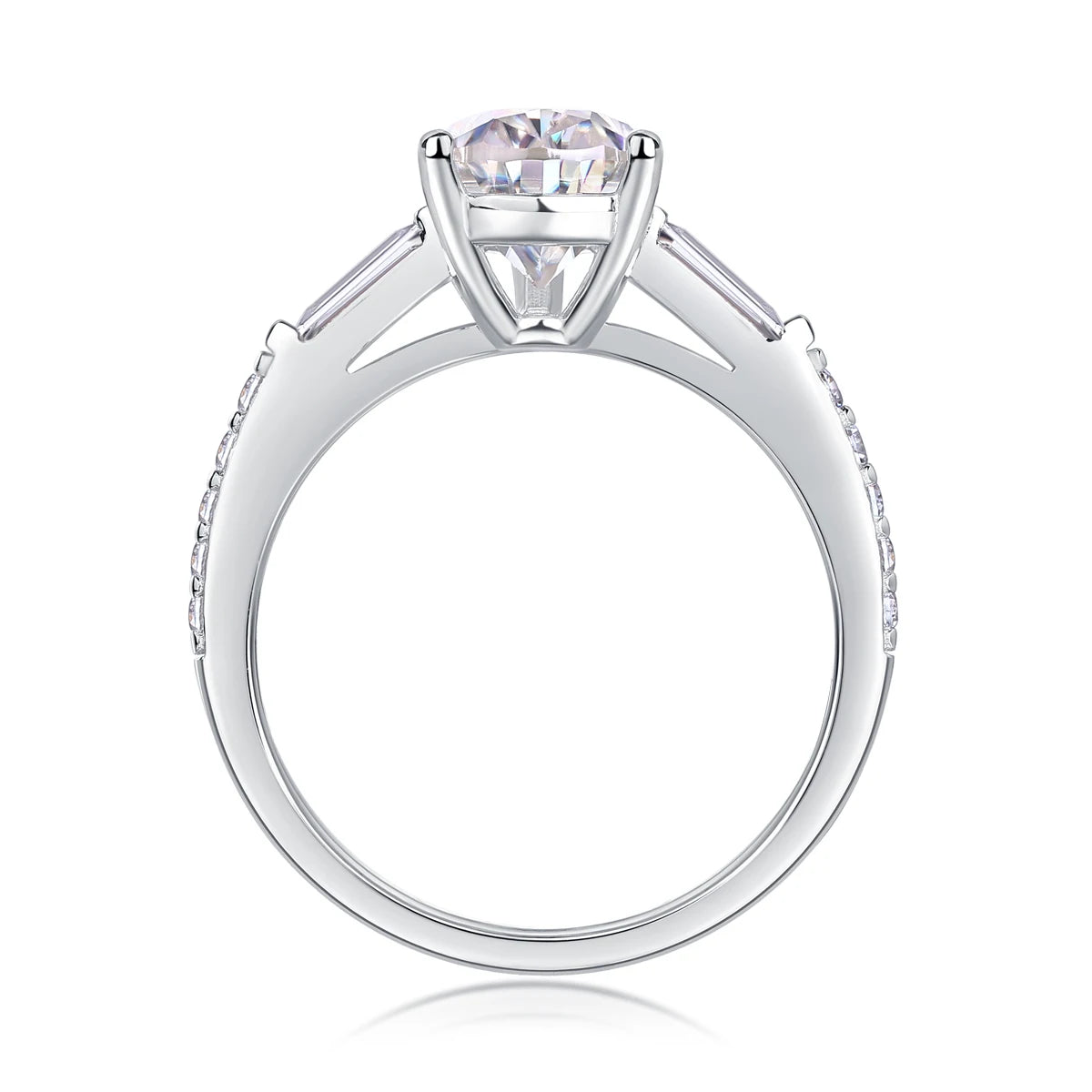 Moissanite Diamond Ring Titanium Silver Luxury Fashion Set