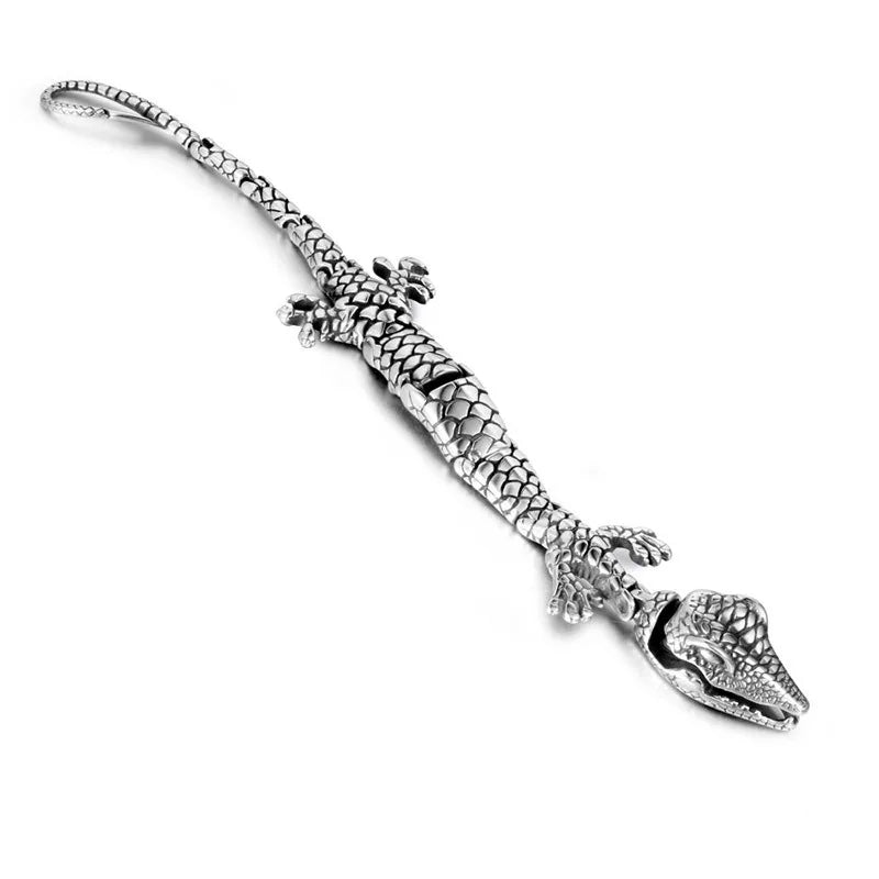 NONECN Stainless Steel Crocodile Link Bracelet For Men