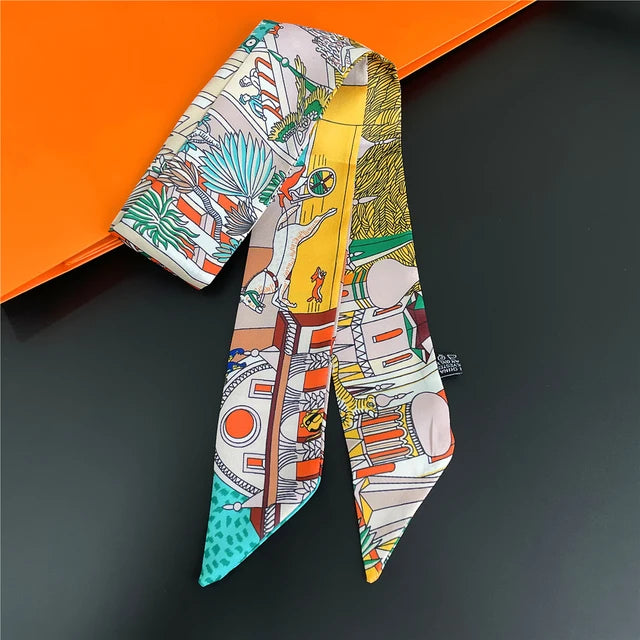 Scarf Skinny Plaid Silk Accessory