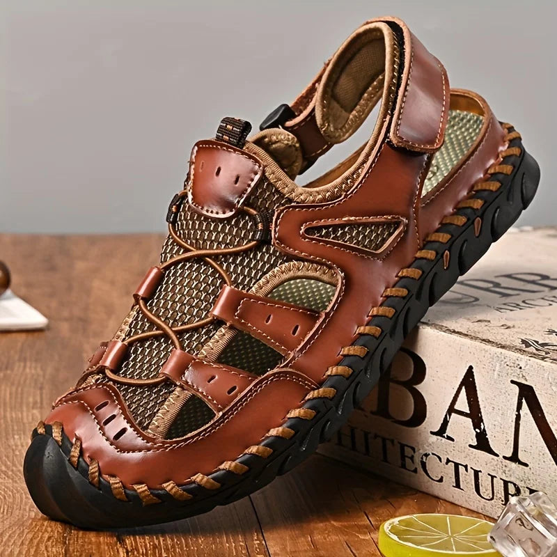 Sandals Mens Handmade Stitching Non Slip