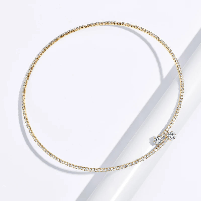 Oxtao Open Moissanite Heart Tennis Necklace Sterling Silver