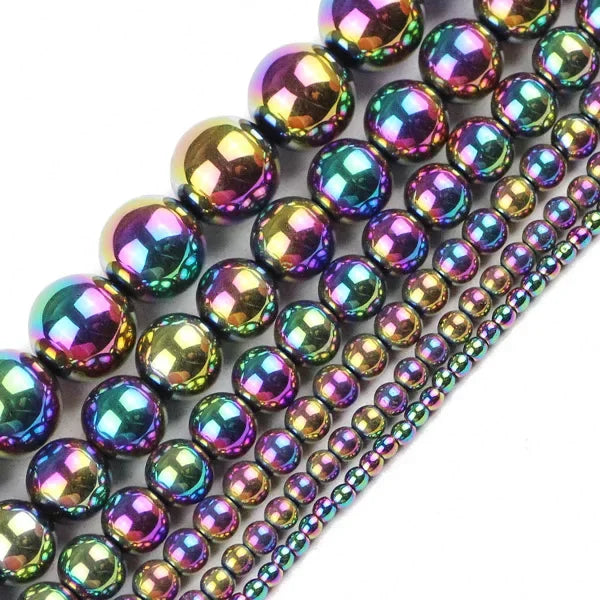 HGKLBB Round Hematite Beads Plated Natural for Jewelry Making DIY