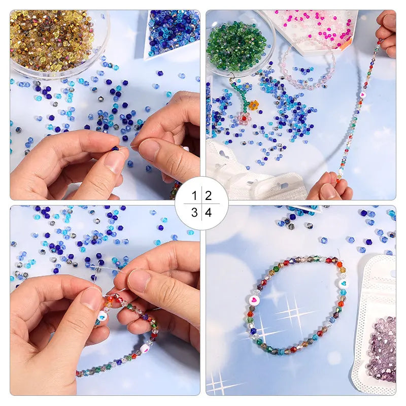 Glass Bicone Beads Faceted Crystal For Jewelry Making