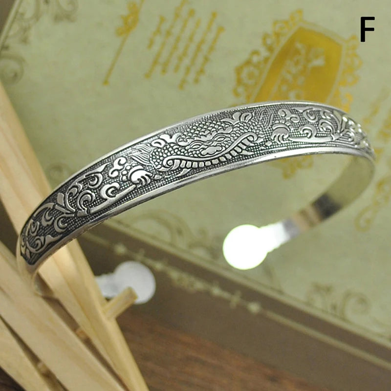 Tibetan Silver Bracelet Vintage Elephant Flower