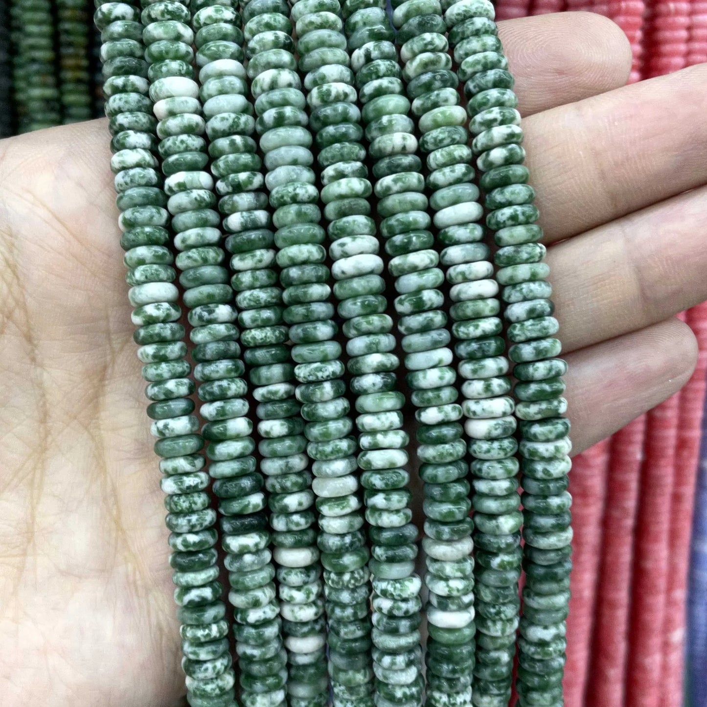 Natural Stone Bead Spacers Quartz Jasper Agate Flat Round