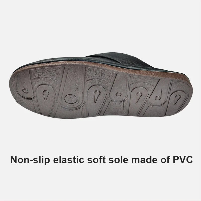 Leather Slippers With Plush Lining Non Slip