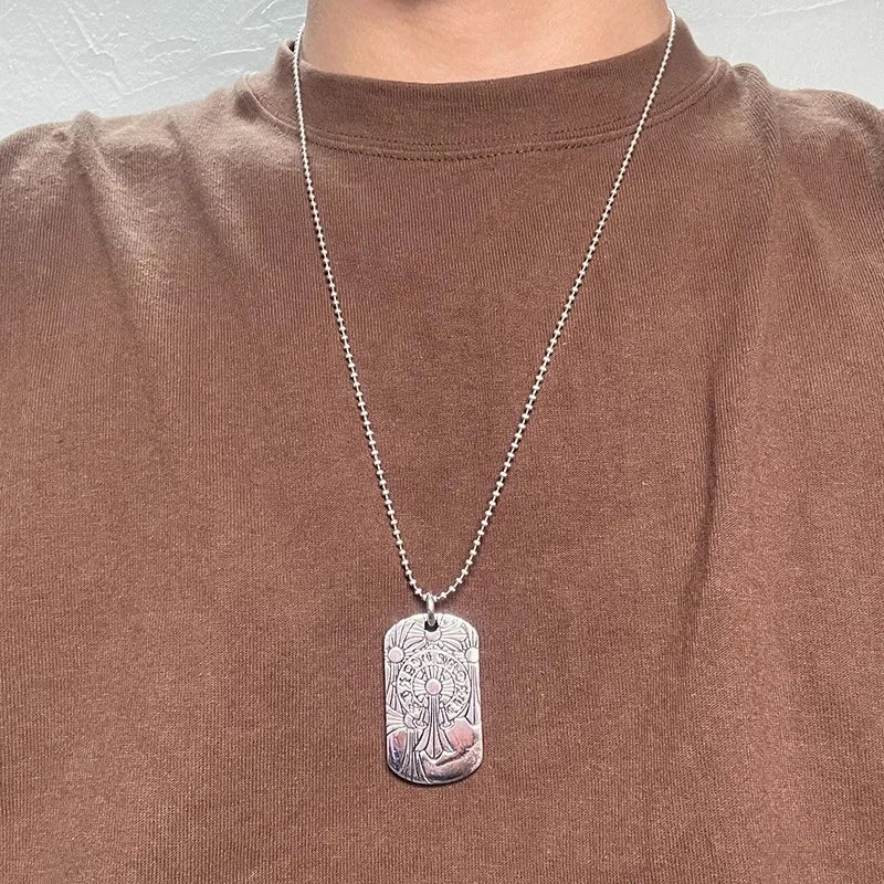 925 Sterling Silver Multi-cross Tag Necklace