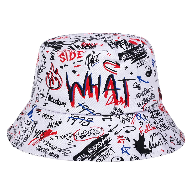 Hat Graffiti Print Bucket Hat Sun Protection