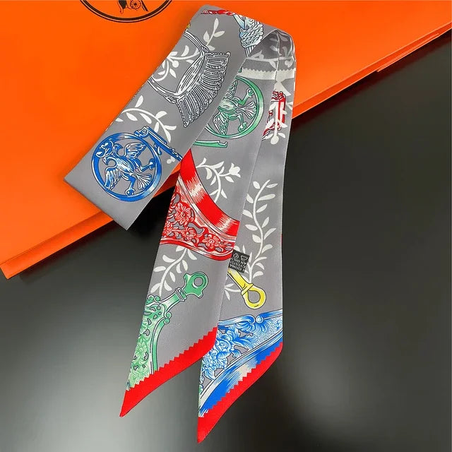 Scarf Skinny Plaid Silk Accessory