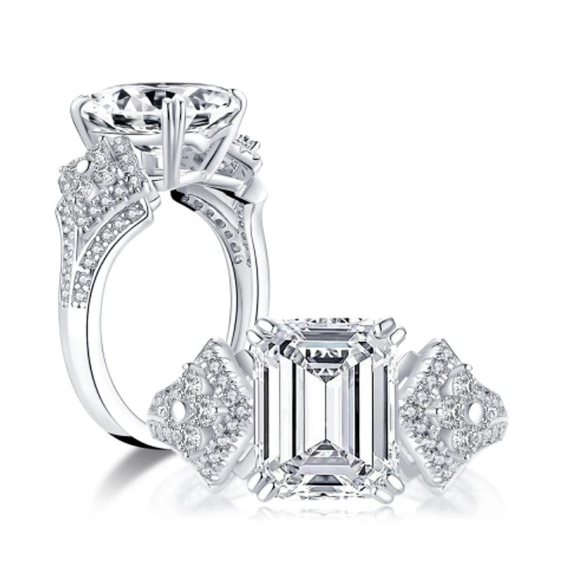 925 Moissanite Engagement Ring Wedding Band