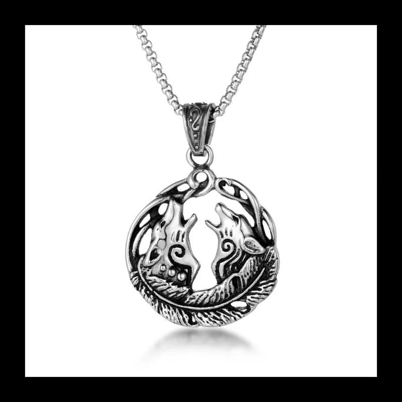Wolf Pendant Necklace Titanium Steel