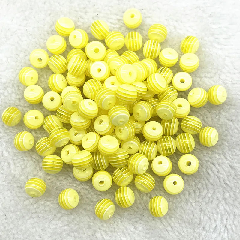 Transparent Round Resin Beads Stripe Spacer Beads For Jewelry Making
