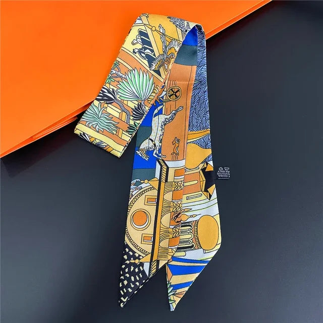 Scarf Skinny Plaid Silk Accessory