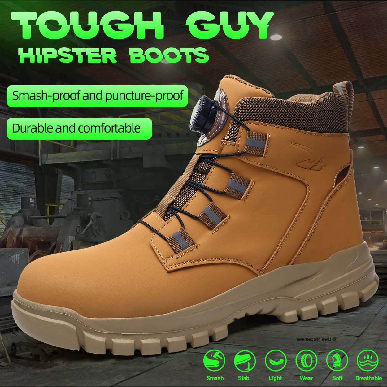 Safety Boots Men Indestructible Steel Toe Work Shoes