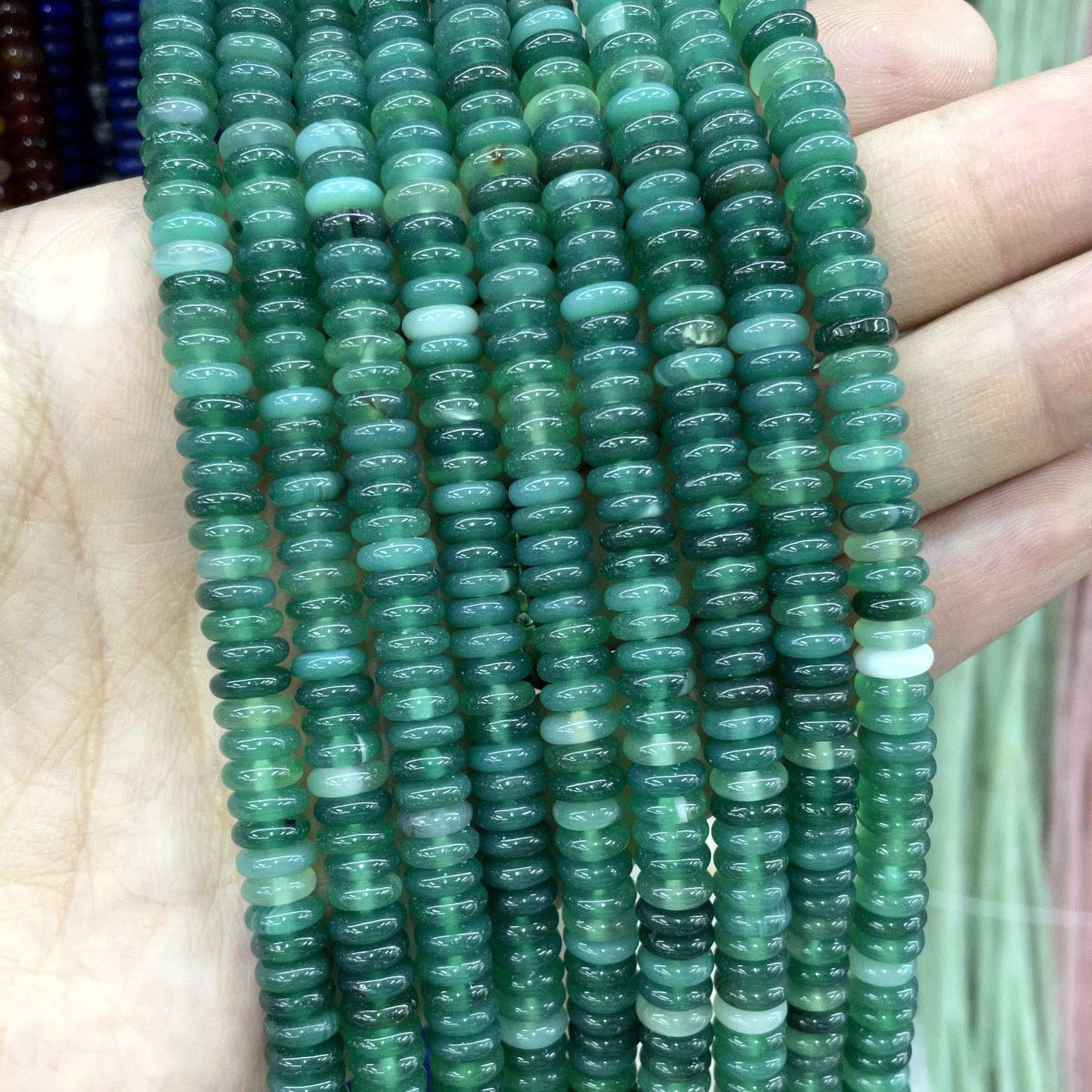 Natural Stone Bead Spacers Quartz Jasper Agate Flat Round