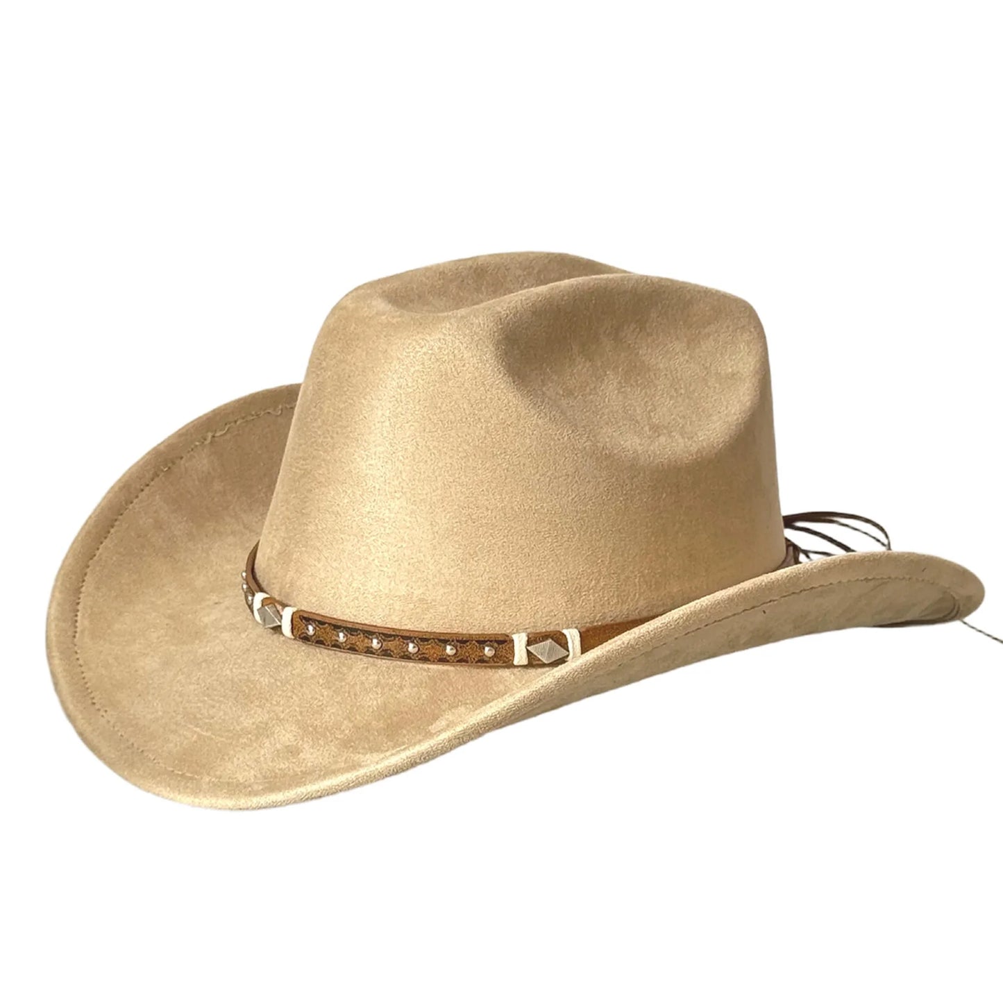 Cowboy Hat With Embellished Band Wide Brim