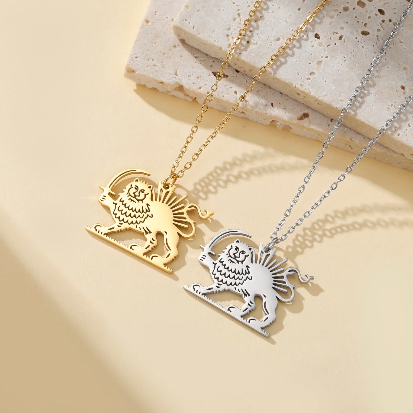 Necklace Persian Lion and Sun Necklace Pendant