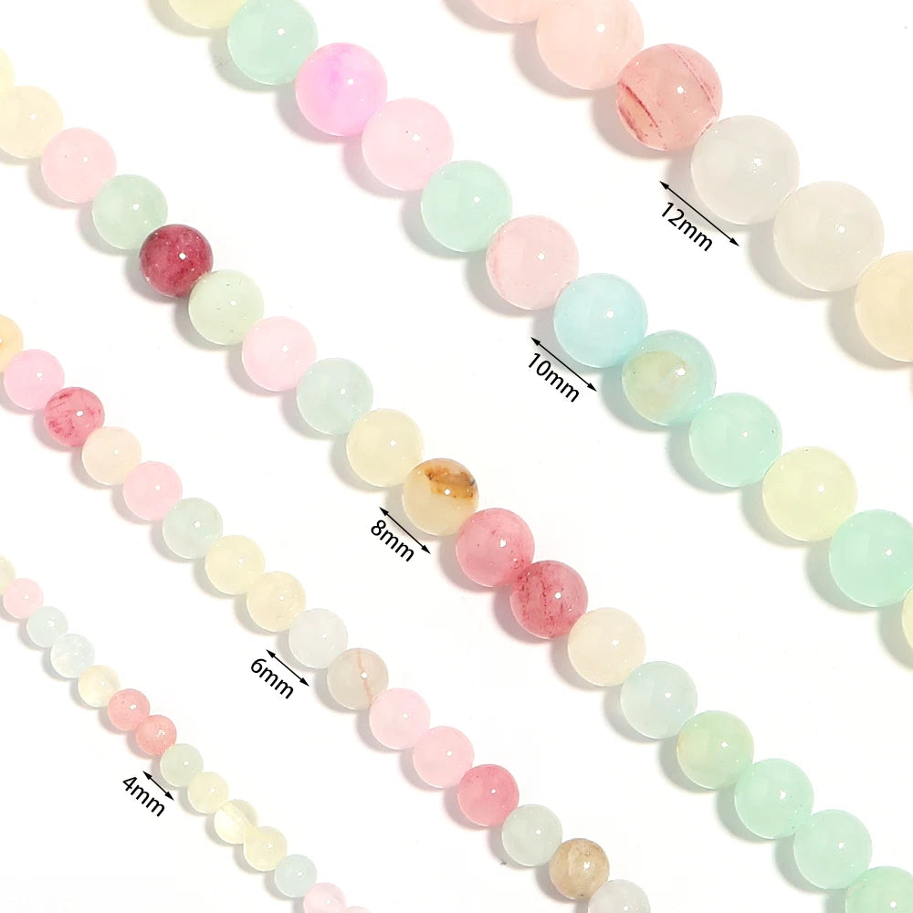 Natural Colorful Jade Stone Beads Round For Jewelry Making