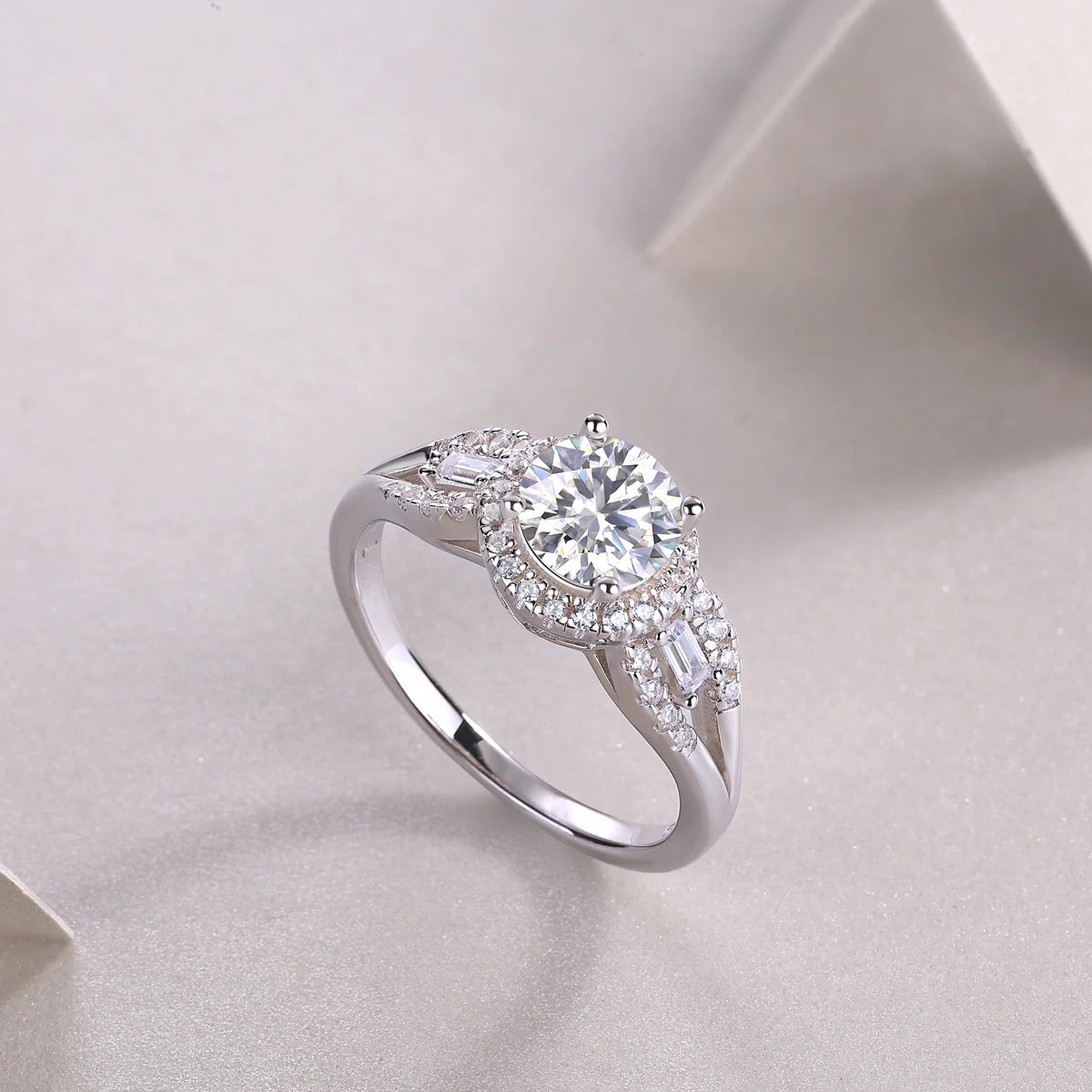 Moissanite Diamond Silver Band