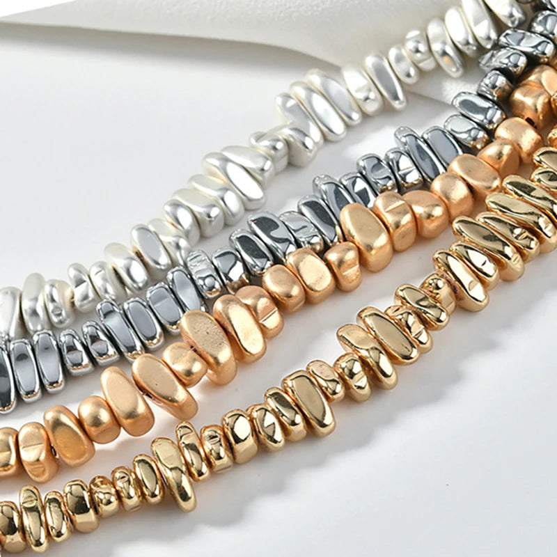 TANANTA Gold Plated Hematite Loose Spacer Beads for Jewelry Making