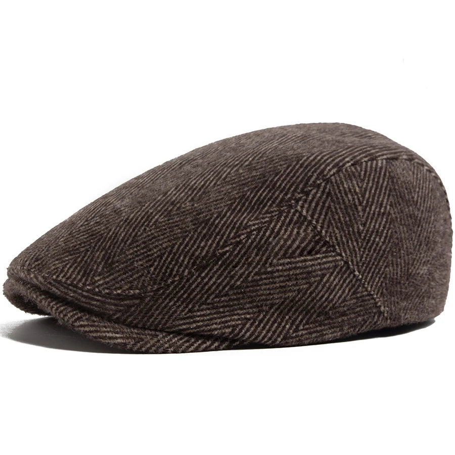 Beret Herringbone Newsboy Cap Adjustable