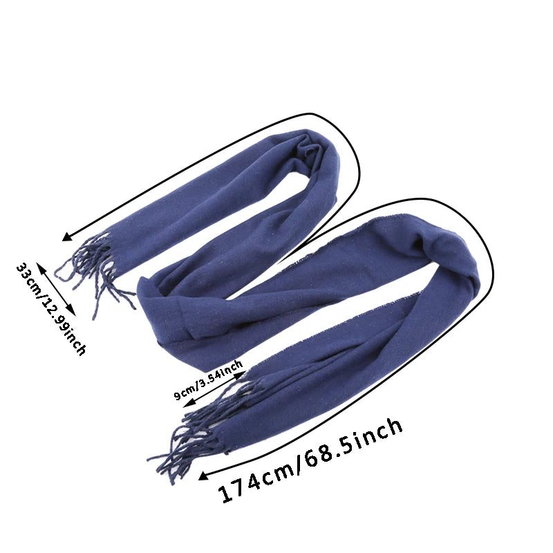 Scarf Wool Winter Warm Cashmere Thickened Tassels