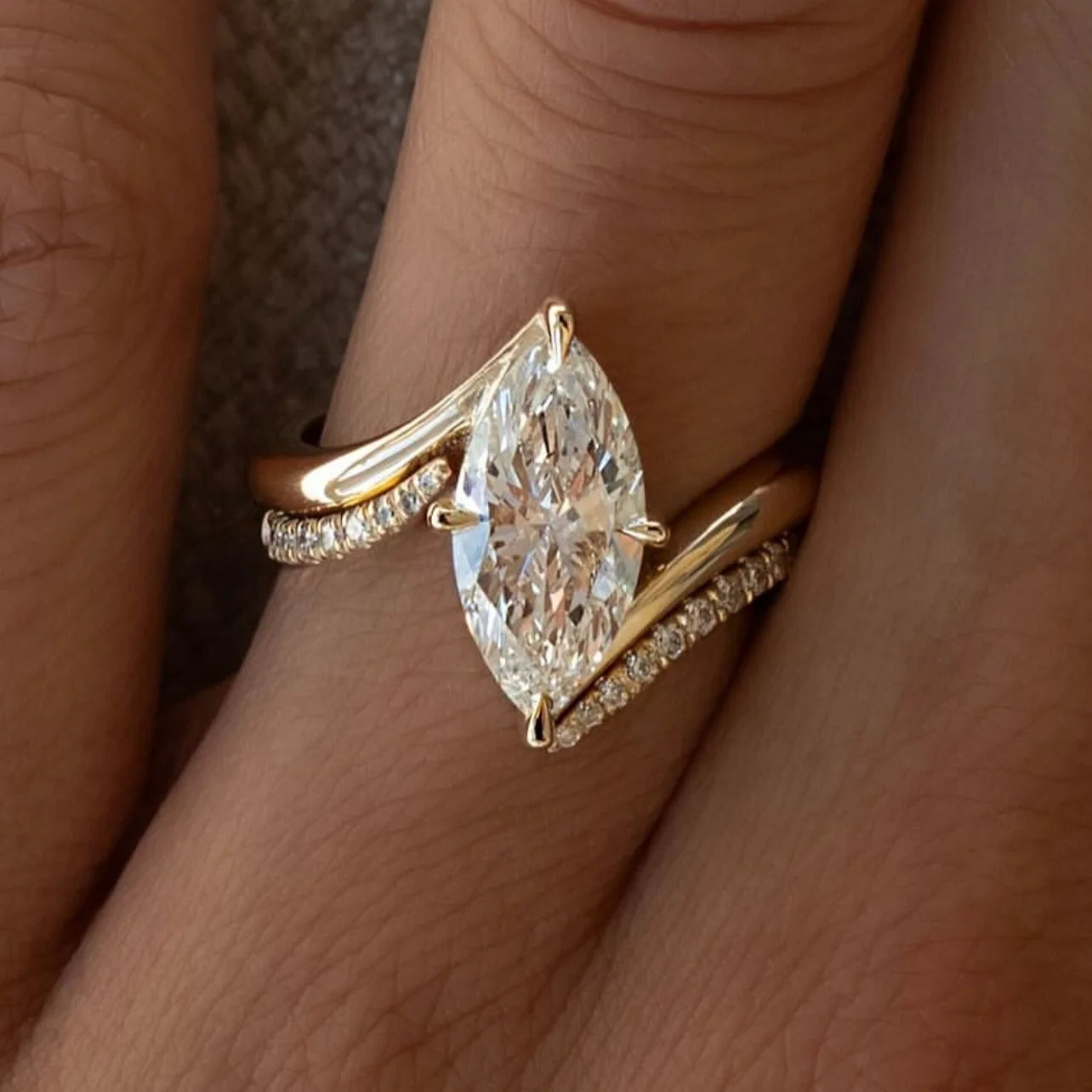 3CT Marquise Moissanite 925 Sterling Silver Rings