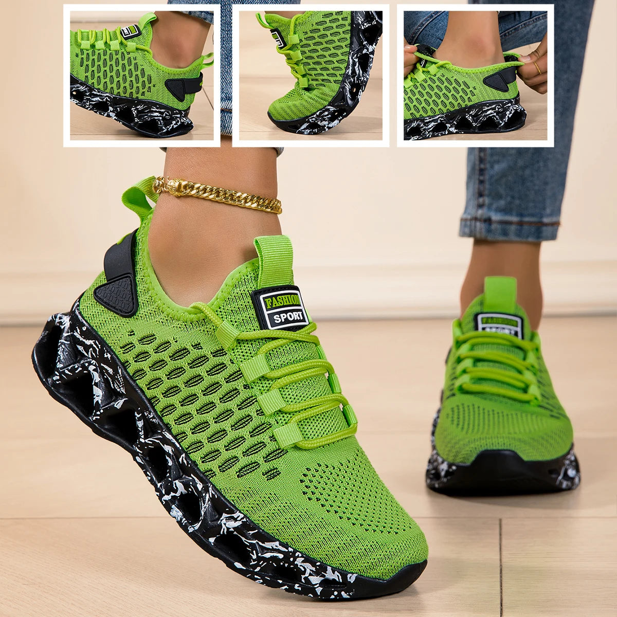 Running Shoes With Breathable Mesh Upper
