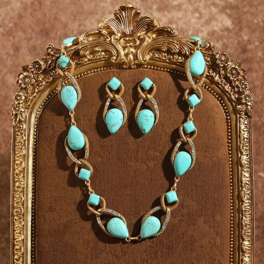 STALAIT Copper Geometric Necklace Earrings Jewelry Set For Women