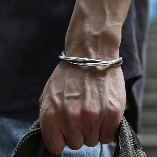 NONECN Twisted Wire Bangle Bracelet Unisex Waterproof Jewelry