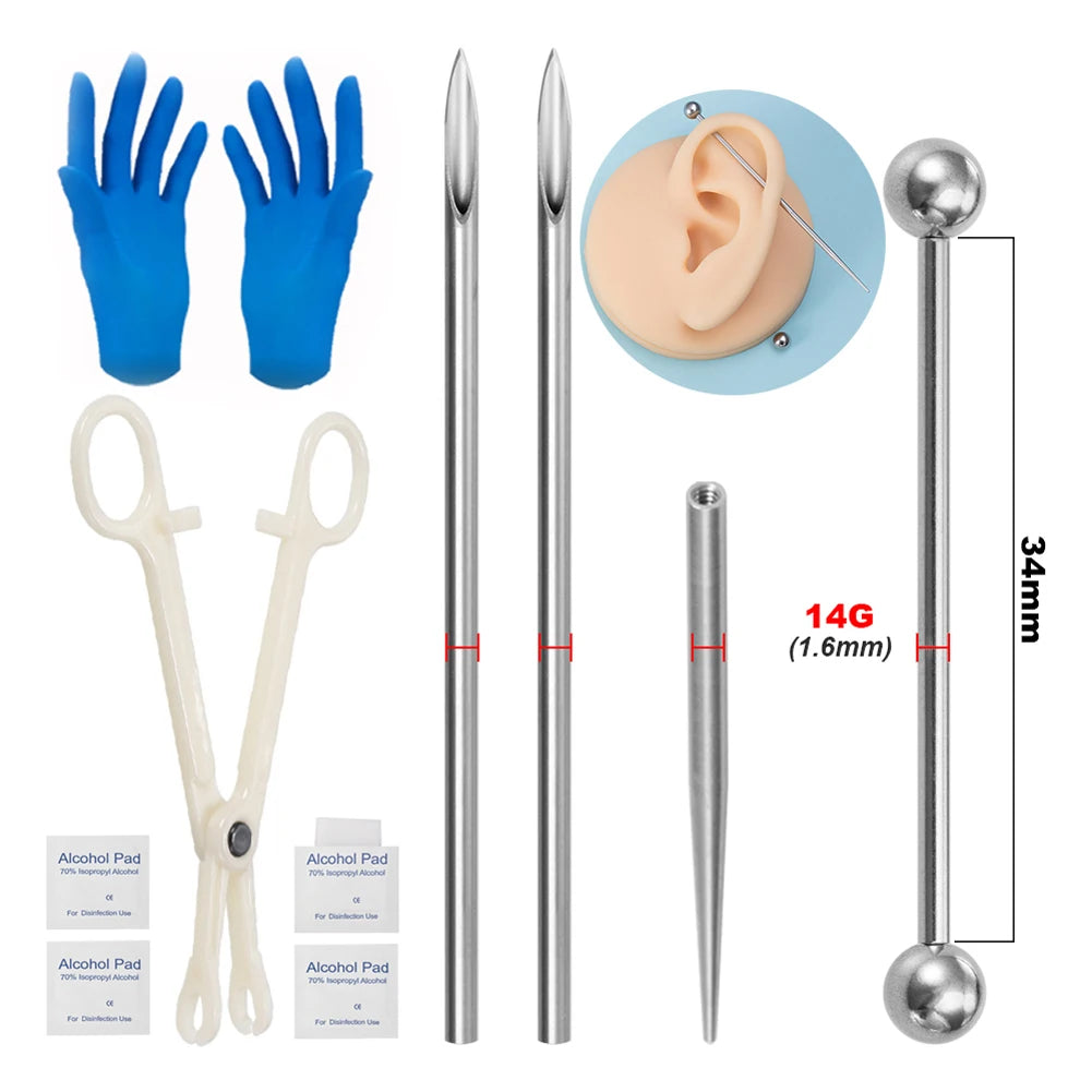 Hongtu Body Jewelry Surgical Steel Body Piercing Kit Needles