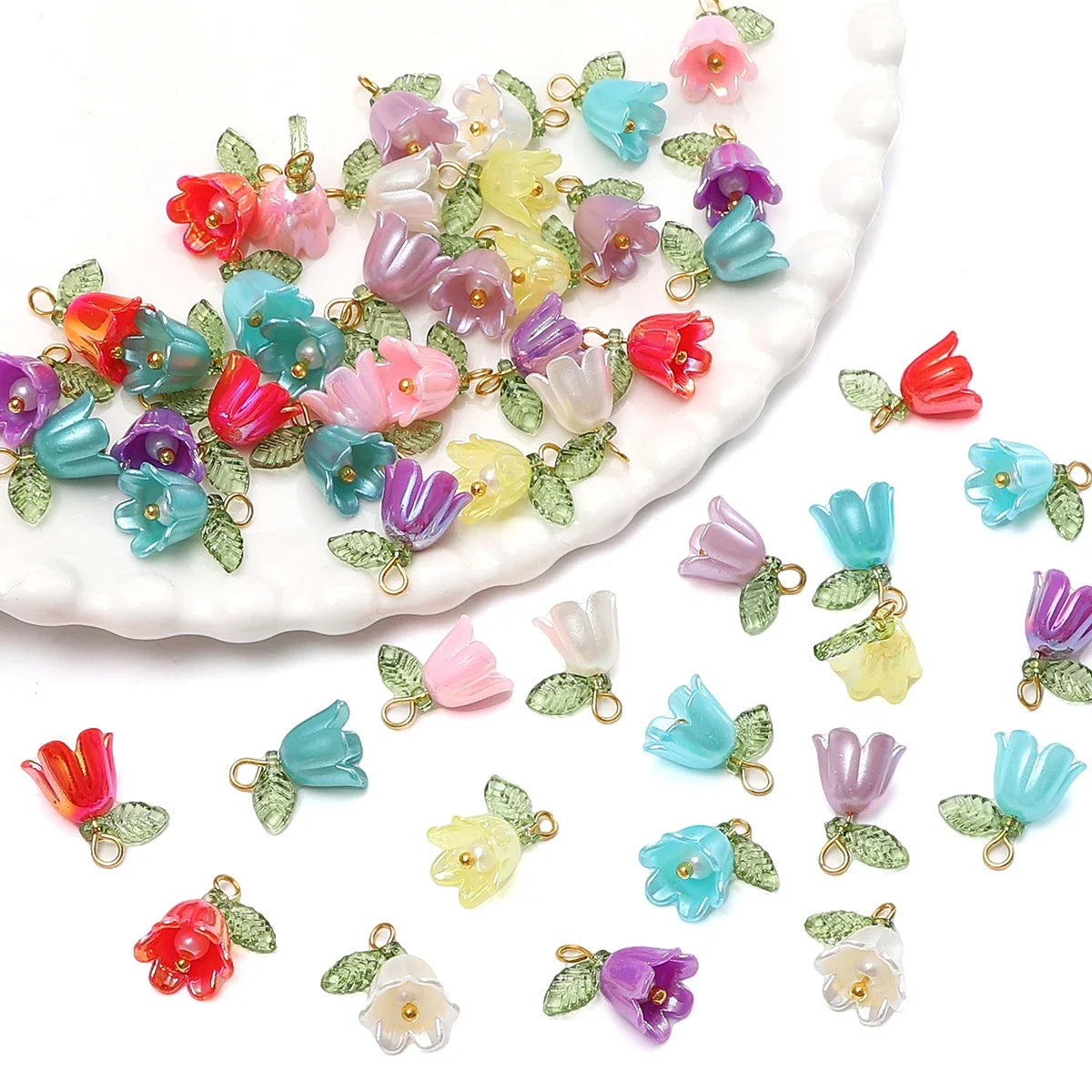 Acrylic Lily of the Valley Flower Bud Beads for Jewelry