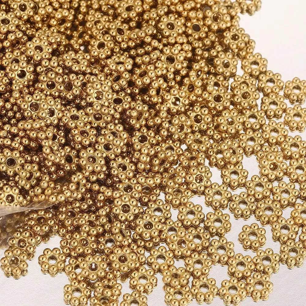 Alisaya Craft Gold Plated Stainless Steel Daisy Snowflake Spacer Beads