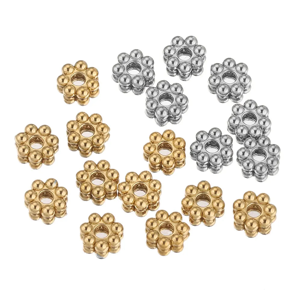 Alisaya Craft Gold Plated Stainless Steel Daisy Snowflake Spacer Beads